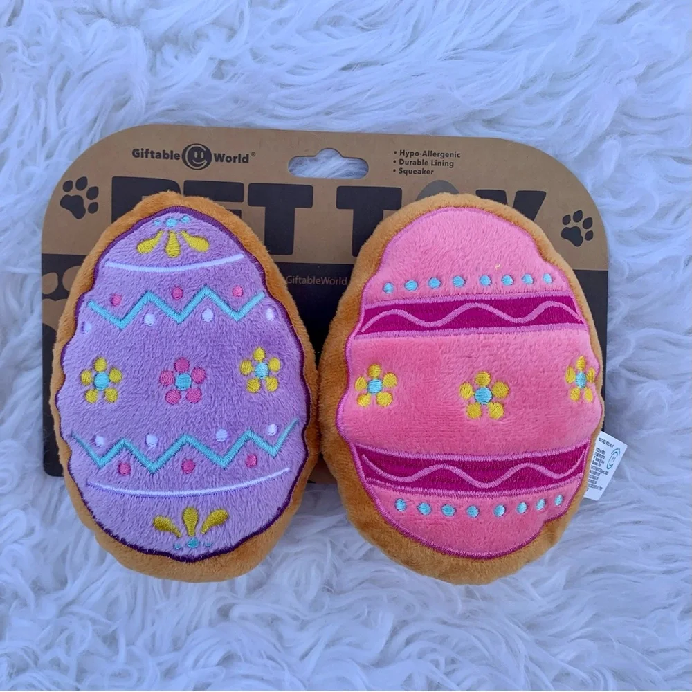 NWT Pet Toy Easter Egg Cookies 5” Squeaky Dog Cat Hypo-Allergenic Easter Basket